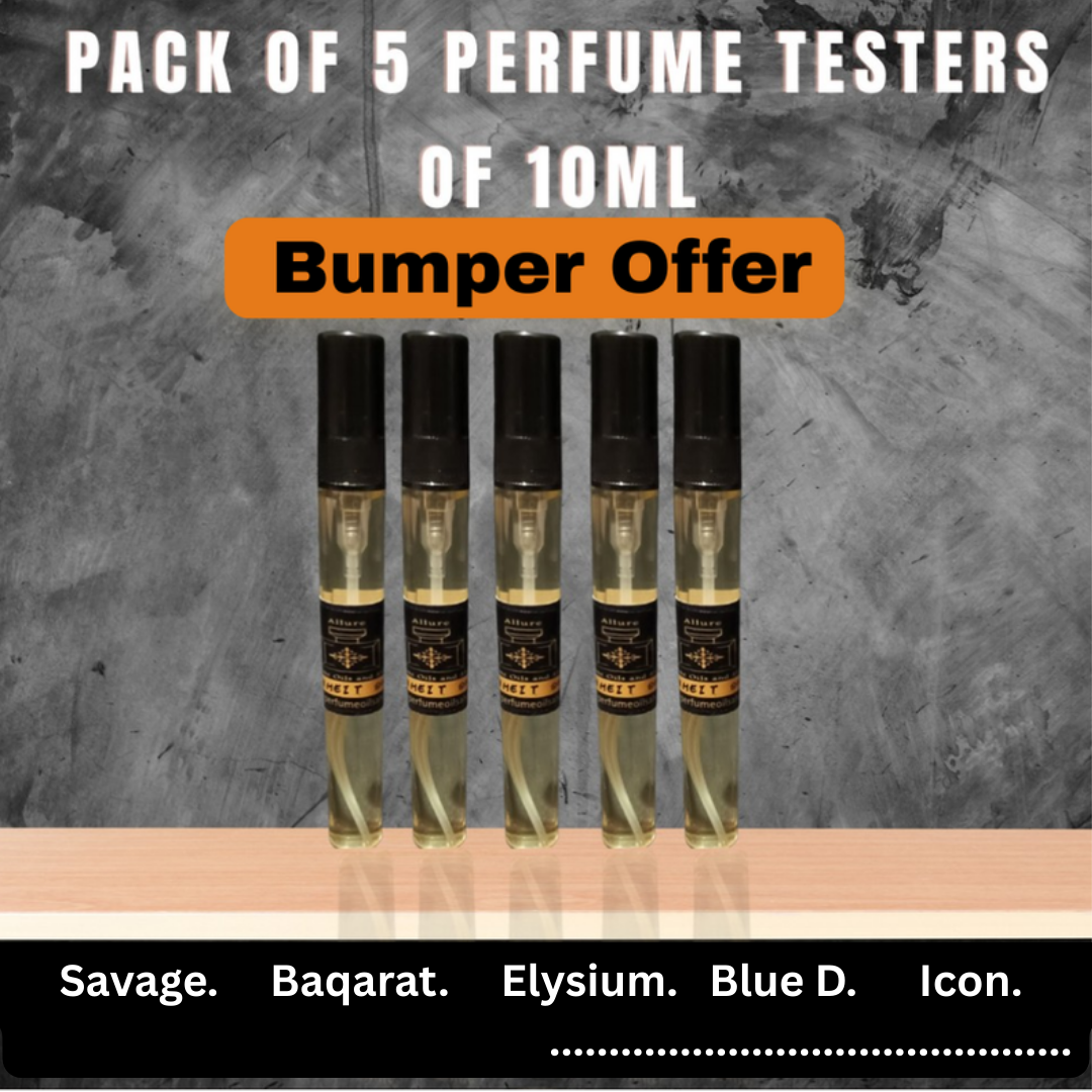 Pack of 5 perfume testers of 10ml