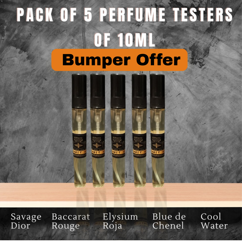Pack of 5 perfume testers of 10ml